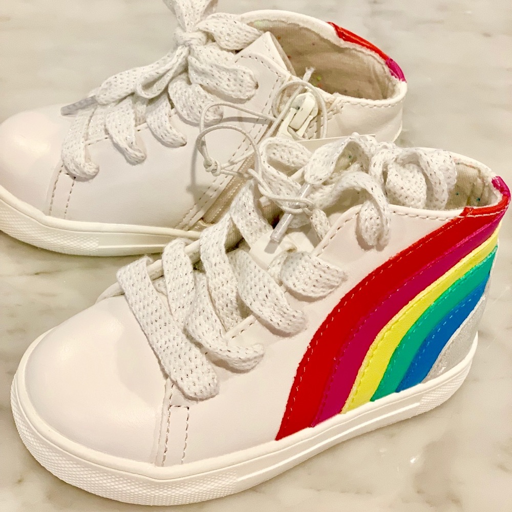 Rainbow High Tops with Sparkle Shoe Laces Size 7
